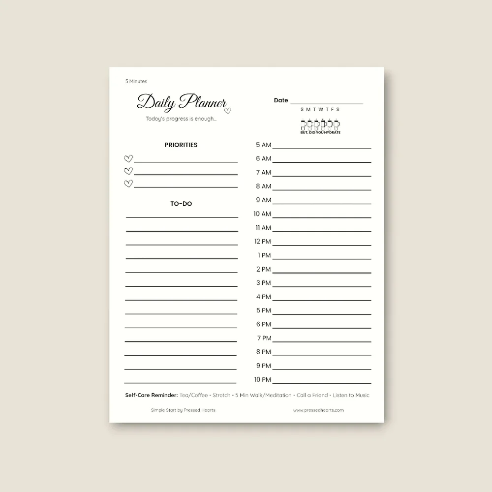 Simple Start Daily Planner Pad, 8.5x11